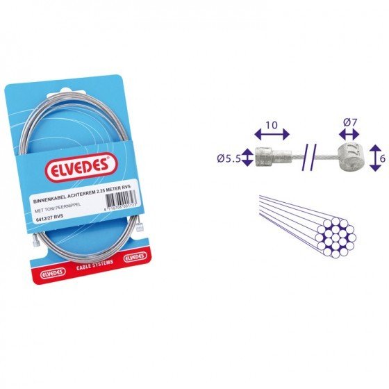 Remkabel Binnen Elvedes Ton/Peer RVS (6412/27RVS)